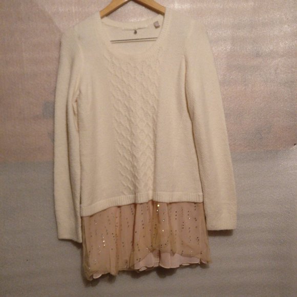 Rhinestone ALPACA+WOOL Ballerina Chiffon Sweater/Sweaterdress with Measurement M - Picture 6 of 13